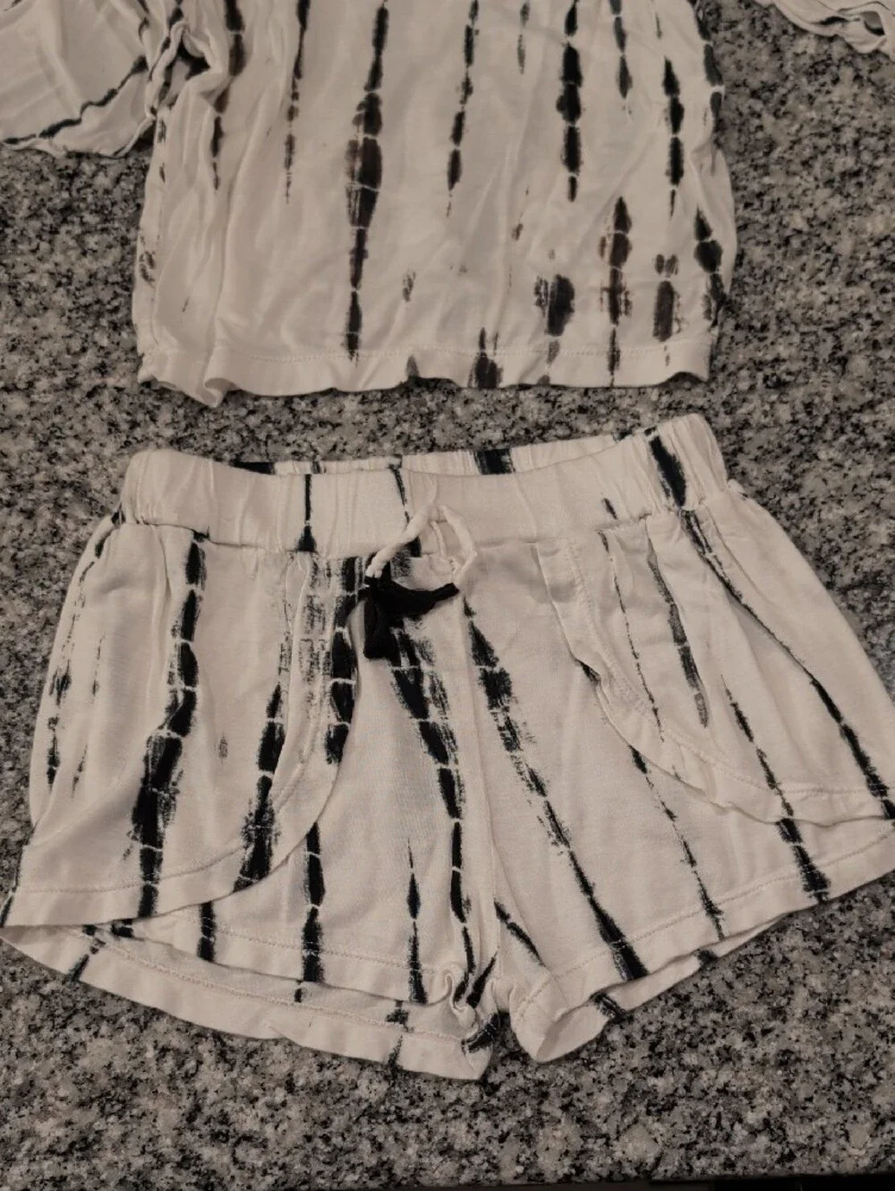 Flowers by Zoe White and Black Tie-Dye Girls Matching Set